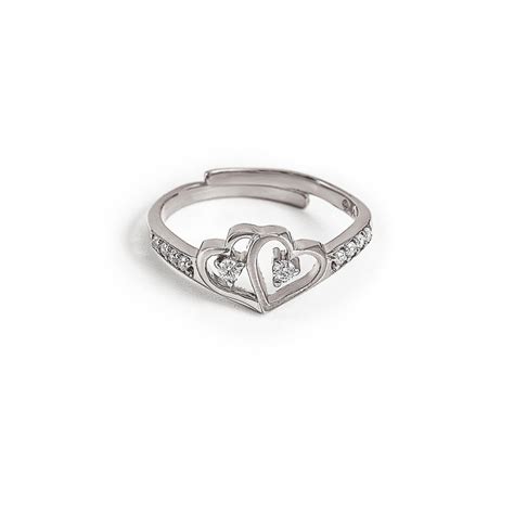 Connected Heart Silver Adjustable Ring - Buy Now From Silberry