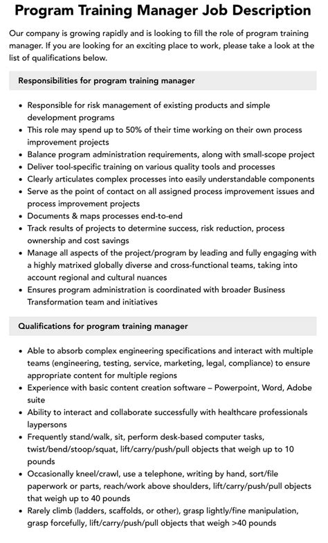 Image result for Training Program Manager Job Description