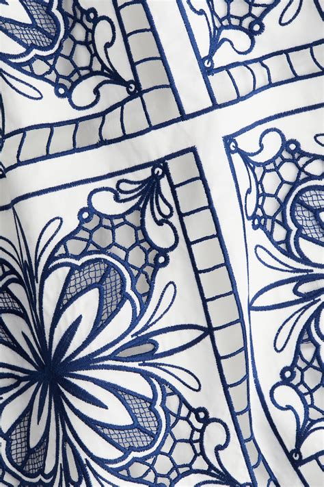 Shift-jurk met broderie anglaise - Wit/marineblauw - DAMES | H&M NL