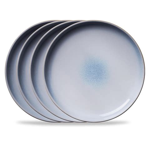 Corelle Stoneware 4-Piece Ceramic 10.5" Dinnerware Plate Set, High Edge ...