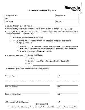 Military Leave Reporting Form - Blank Fillable Template | Fill Out ...