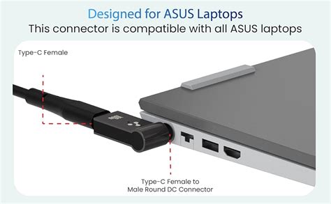 Ambrane USB C to Smart Tip Connector for ASUS Laptops 100w PD Converter ...