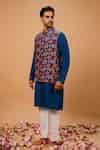 Buy Multi Color Dupion, Silk Patola Pattern Bundi Kurta Set For Men by ...