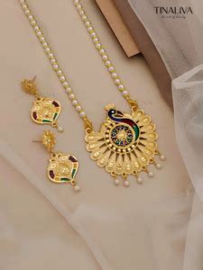 TINALIVA Brass Gold-plated Gold Jewellery Set Price in India - Buy ...
