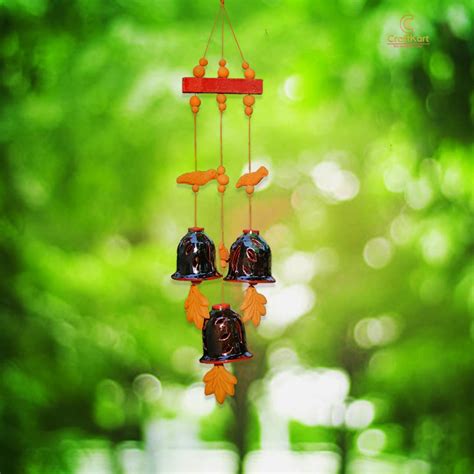 CraftKart Multicoloured Handcrafted Terracotta Wind Chimes : Amazon.in ...
