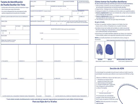 Spanish Instructions ID Card - National Child Identification Program