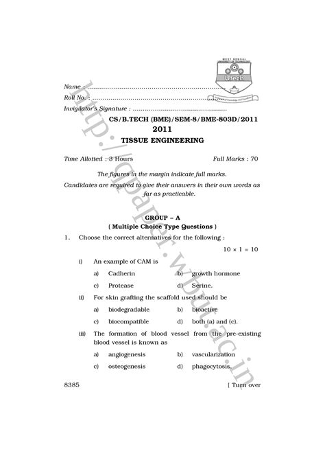 6685-2011 BME-803D(2) - qpaper.wbut.ac 8385 [ Turn over Name : - Studocu