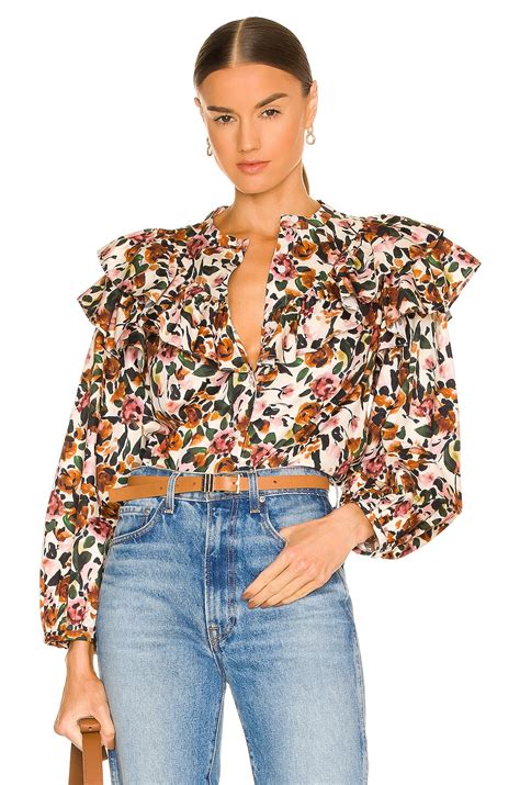 Something Navy Long Sleeve Flowy Button Up in White combo | REVOLVE