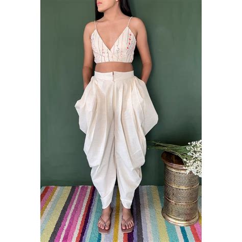 Gerbera Khadi Dhoti - High Waist, Side Cowls | Womens Trousers by iti ...