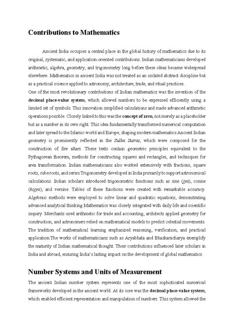 EIKT CO 2 Contributions: Ancient Indian Mathematics and Science - Studocu