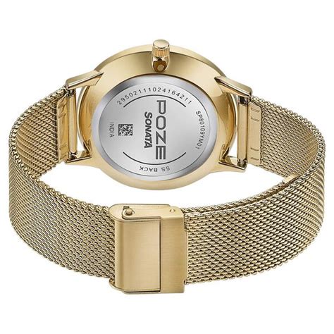 Buy Online Sonata Poze Quartz Analog White Dial Metal Strap Watch For ...