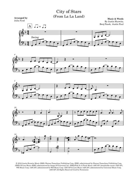 City Of Stars (arr. Julia Fyod) by Emma Stone Sheet Music for Piano ...
