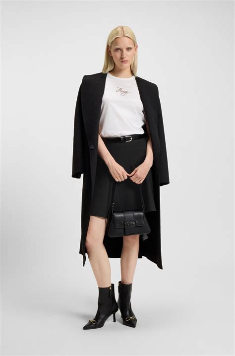 HUGO - A-line mini skirt with godet inserts - Black