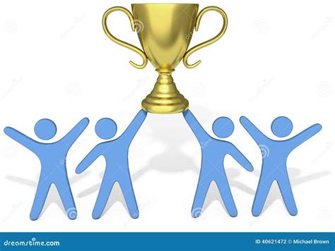 People Celebrate Team Effort Win Trophy Stock Illustration ...
