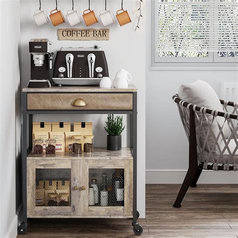 Amazon.com: X-cosrack Coffee Bar Cabinet，3 Tiers Kitchen Coffee Cart ...