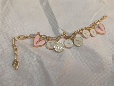Buy Personalized Charm Name Bracelet | Metal Chain With Enamel Charm ...