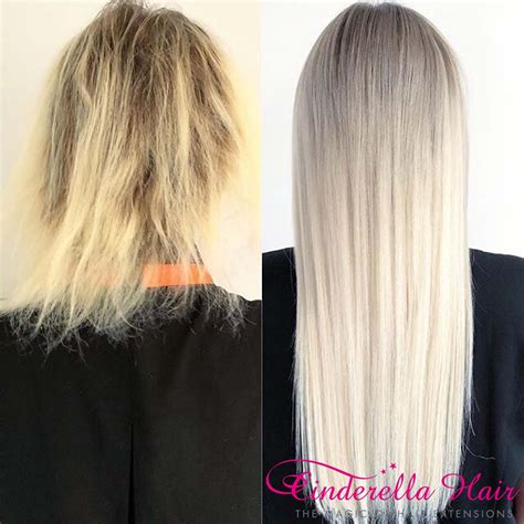 Cinderella Hair Extensions Before & After - Ice White - Cinderella Hair