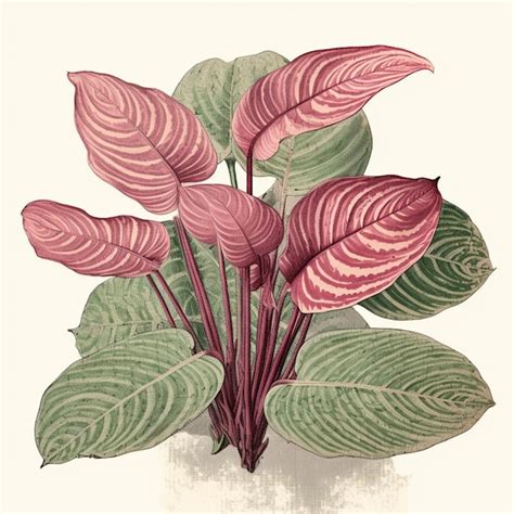 Il y a un dessin d'une plante à feuilles roses ai générative | Image ...