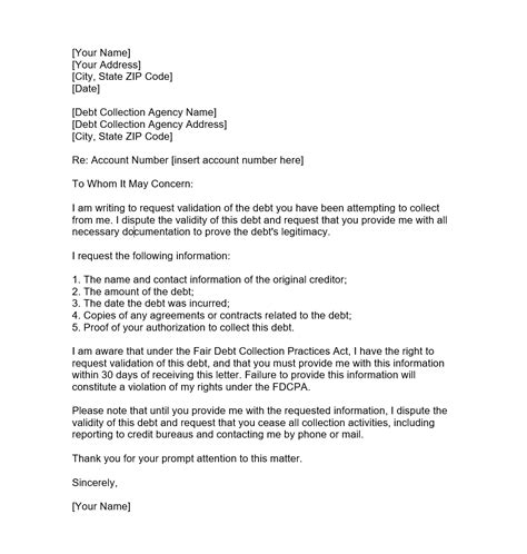 Debt Collection Validation Letter 的图像结果