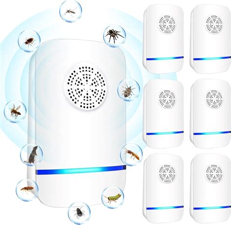 6 Packs Ultrasonic Pest Control Repeller, Electronic Pest Repellent ...