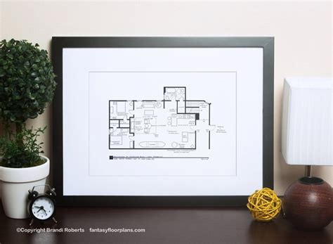 Friends Apartment Floor Plan for Joey Tribbiani & Chandler Bing Hand ...
