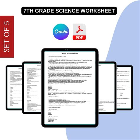 7th Grade Science Worksheets Printable Template PDF, Word