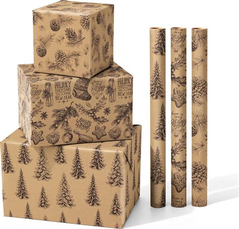 Amazon.com: Neloheac Vintage Recyclable Kraft Black and Brown Christmas ...