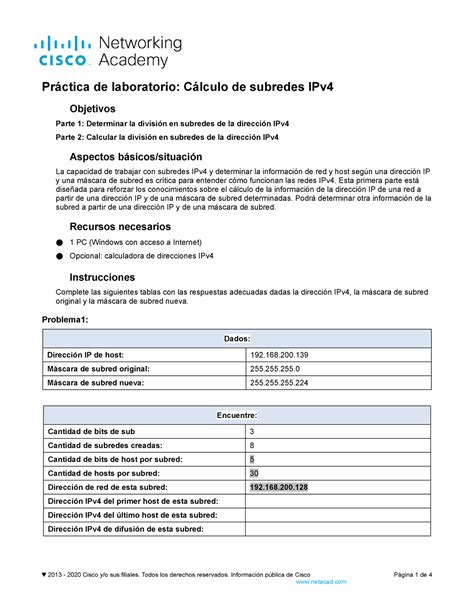 Lab Calculate IPv4 Subnets 的图像结果