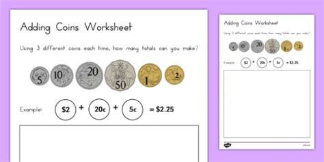 Image result for Adding Coins Worksheet