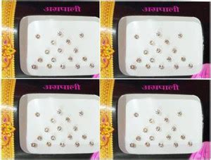 Deepali parlour White diamond cut stone bindi size 2mm 4 packs forehead ...