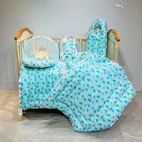Fareto Premium Quality New Born Baby Full Bedding Set Combo(Pista Gree ...
