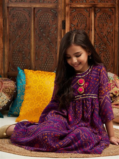 Buy Purple Printed Fit & Flare Georgette Ethnic Dress