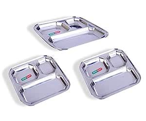 Buy Yana Steels High Grade Stainless Steel 8" Lunch/Dinner Plate Bhojan ...