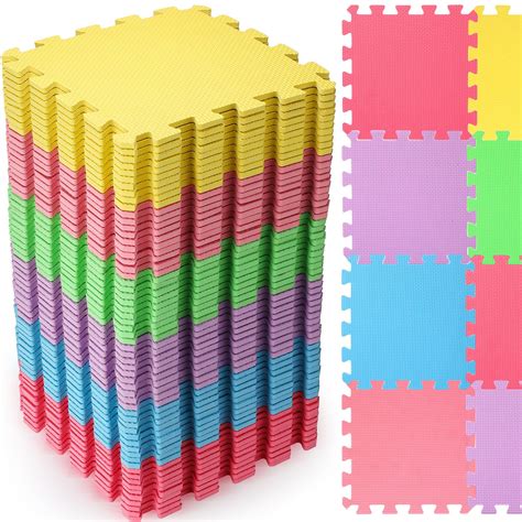 Amazon.com: Nuanchu 60 Pcs Kids Foam Puzzle Floor Mat Bulk Solid Color ...