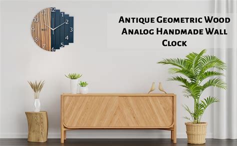 Buy MODERN BOIS ART Antique Geometric Design Handmade Wood Analog Wall ...