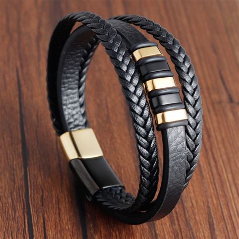 Genuine Leather Multi Layer Wrap men bracelet leather | Leather ...