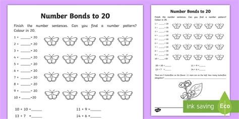 Number Bonds within 20 Worksheet / Worksheet
