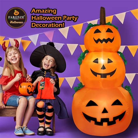 Buy FARONZE Halloween Inflatable Pumpkin Lighted Indoor & Outdoor ...
