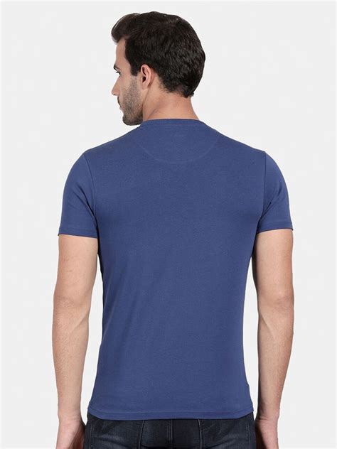 T-Base Men Blue Typography Printed Slim Fit T-Shirt – Shop T-base