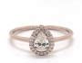 14K Rose Gold Pavé Halo Diamond Engagement Ring (Pear Center)-17301r14