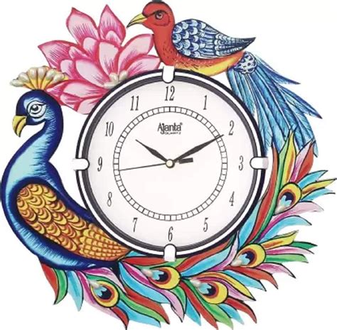 Buy Ajanta Glass Handpainted Analog Wall Clock (White, Blue, Red, 33 cm ...