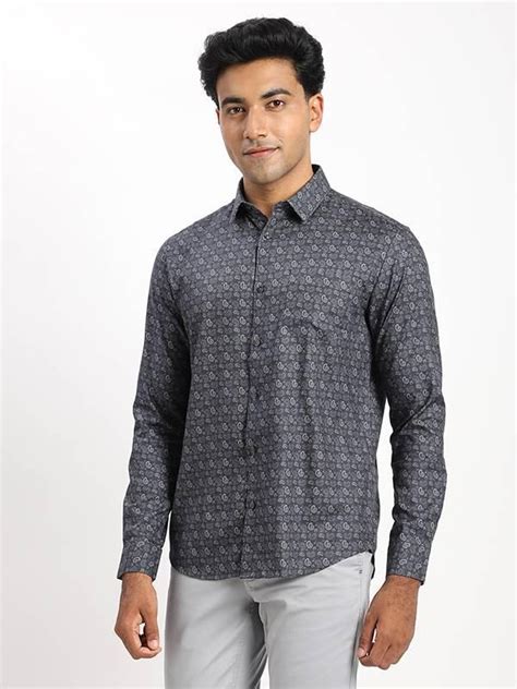 Buy Men Printed Full Sleeve Cotton Blend Shirt Online | Indian Terrain