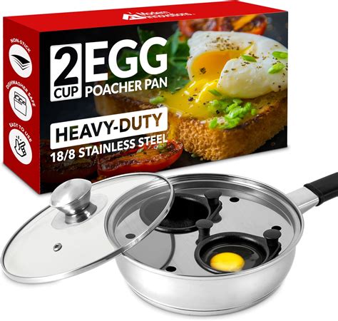 Amazon.com: Excelsteel 18/10 Stainless Steel 2 Cup Egg Poacher, Non ...