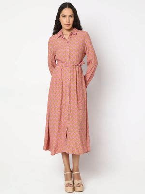 Buy VERO MODA Pink Printed Shirt Dress with Belt (Set of 2) (XS) Online