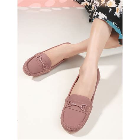 Buy Carlton London Pink Solid Slip-On Women Loafers Online