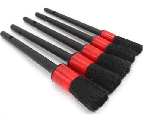 Car Detailing Brush Auto Detail Brush Set of 5 Boar Hair Automotive Detail Brushes Kit for ...