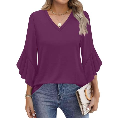 WULMLEO Tops for Women Trendy V Neck Clearance Dressy Shirt 2025 Casual ...