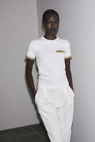 METALLIC THREAD T-SHIRT - White | ZARA India