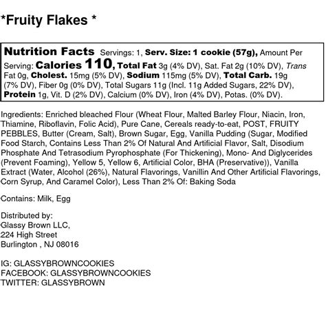 Fruity Pebbles Nutrition Label
