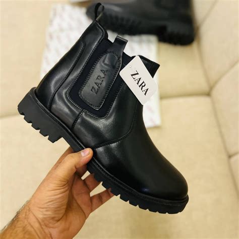 ZARA Black Leather Chelsea Boots First Copy Shoes